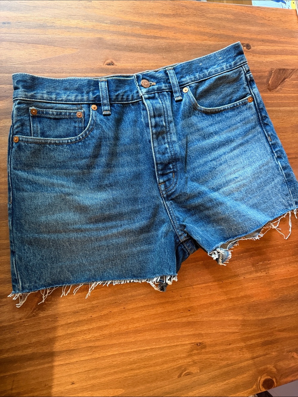 Madewell Dark Blue low-slung baggy jean shorts